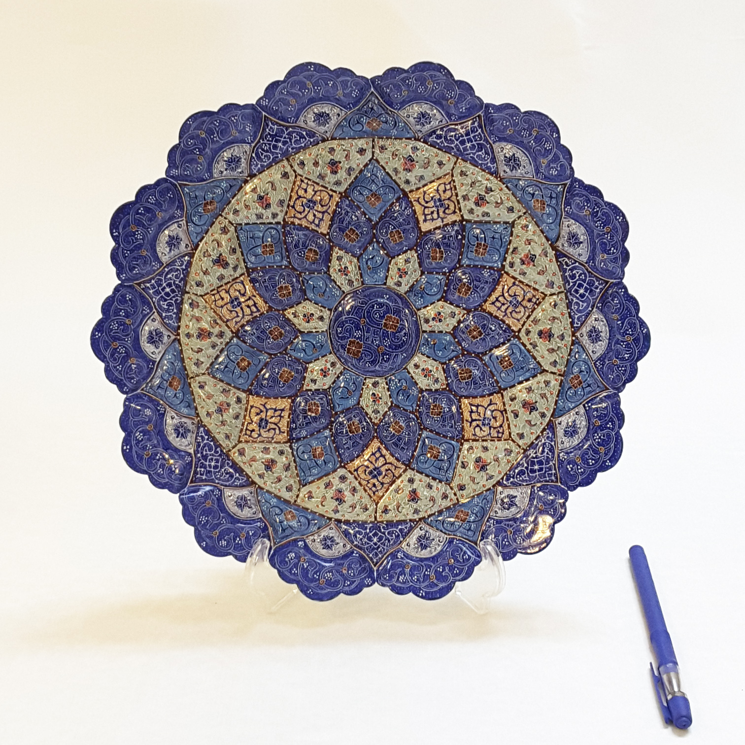 Persian Handmade enameled Wall Hanging plate on copper Eslimi design